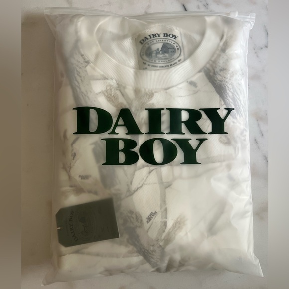 Dairy Boy Woodland Camo Oversized Crewneck White and Gray Sweatshirt - Picture 2 of 8